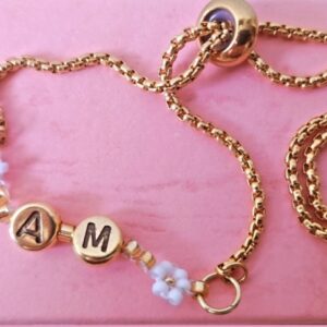 Handcrafted personalized stainless steel bracelet with Miyuki beads, customize with your name