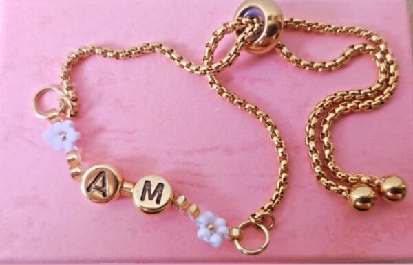 Handcrafted personalized stainless steel bracelet with Miyuki beads, customize with your name